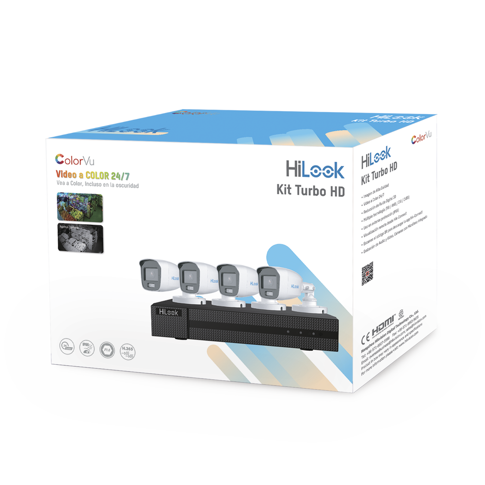 HL-1080-CV/A Kit TurboHD 1080p / DVR 4 Canales / 4 Cámaras Bala ColorVu con Micrófono Integrado / Fuente de Poder / Accesorios de Instalación