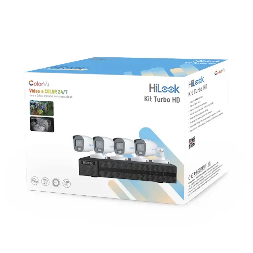 HL-1080-CV/A Kit TurboHD 1080p / DVR 4 Canales / 4 Cámaras Bala ColorVu con Micrófono Integrado / Fuente de Poder / Accesorios de Instalación