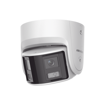 DS-2CD2347G2P-LSU/SL(C) Turret IP Panorámica 4 Megapíxel / 2 Lentes 2.8 mm (180°) / Imagen a Color 24/7 (ColorVu) / PoE / WDR 130° / IP67 / ACUSENSE / Luz Estroboscópica y Alarma Audible / 30 mts Luz Blanca / Micro SD